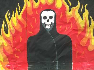 Skull man in flames