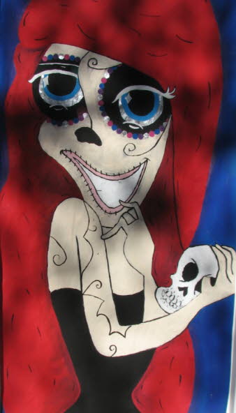 Red head with skull